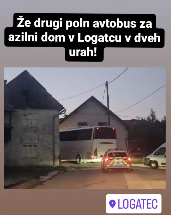 migranti logatec ze drugi poln avtobus v dveh urah