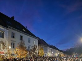 Novo mesto: Nepregledna množica na Glavnem trgu, predstavitve županov, svetnikov, žvižgi za Goloba