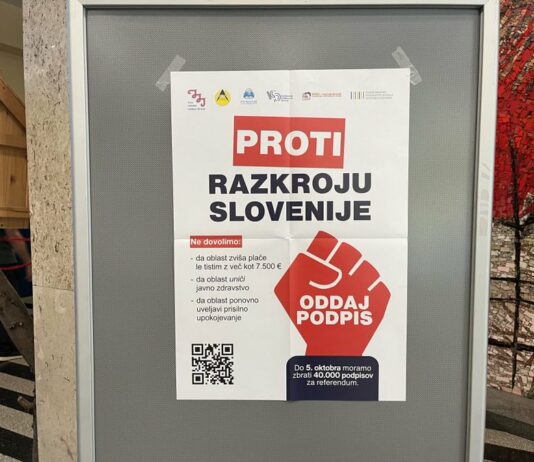 Filozofska fakulteta prelepljena s politično agitacijo za referendum